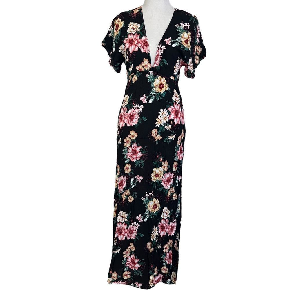Forever 21 Black Floral Flowy Boho Maxi Sundress - Picture 1 of 7